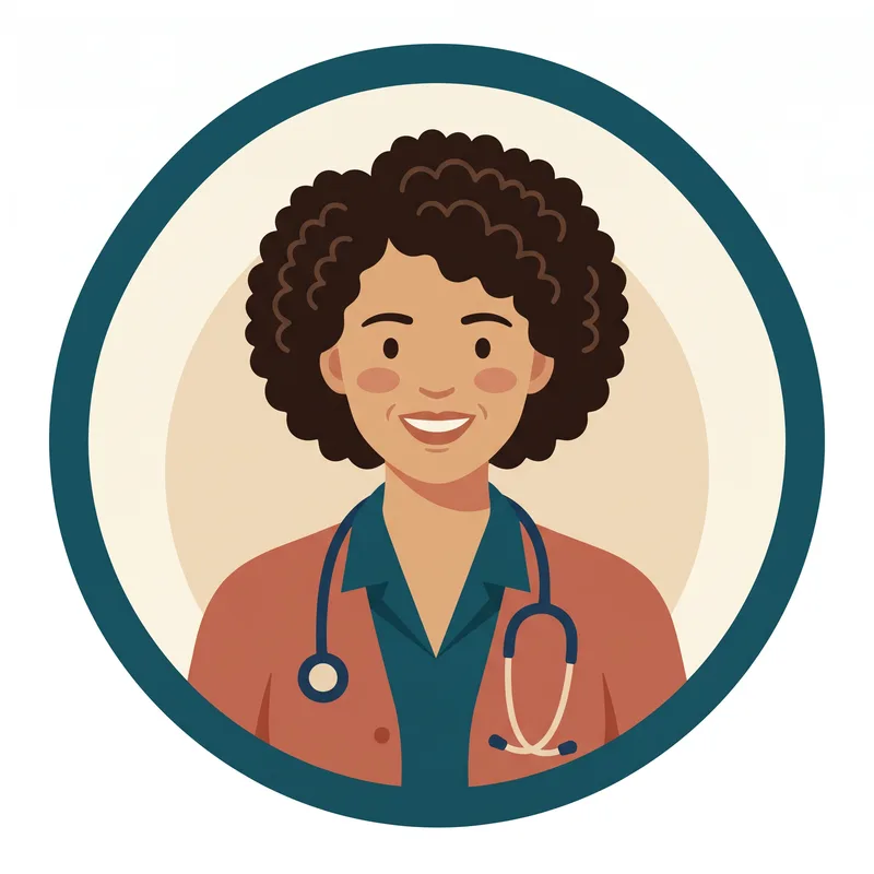 Illustrated portrait of the founder of LeaRN, LLC, a nurse wearing a stethoscope